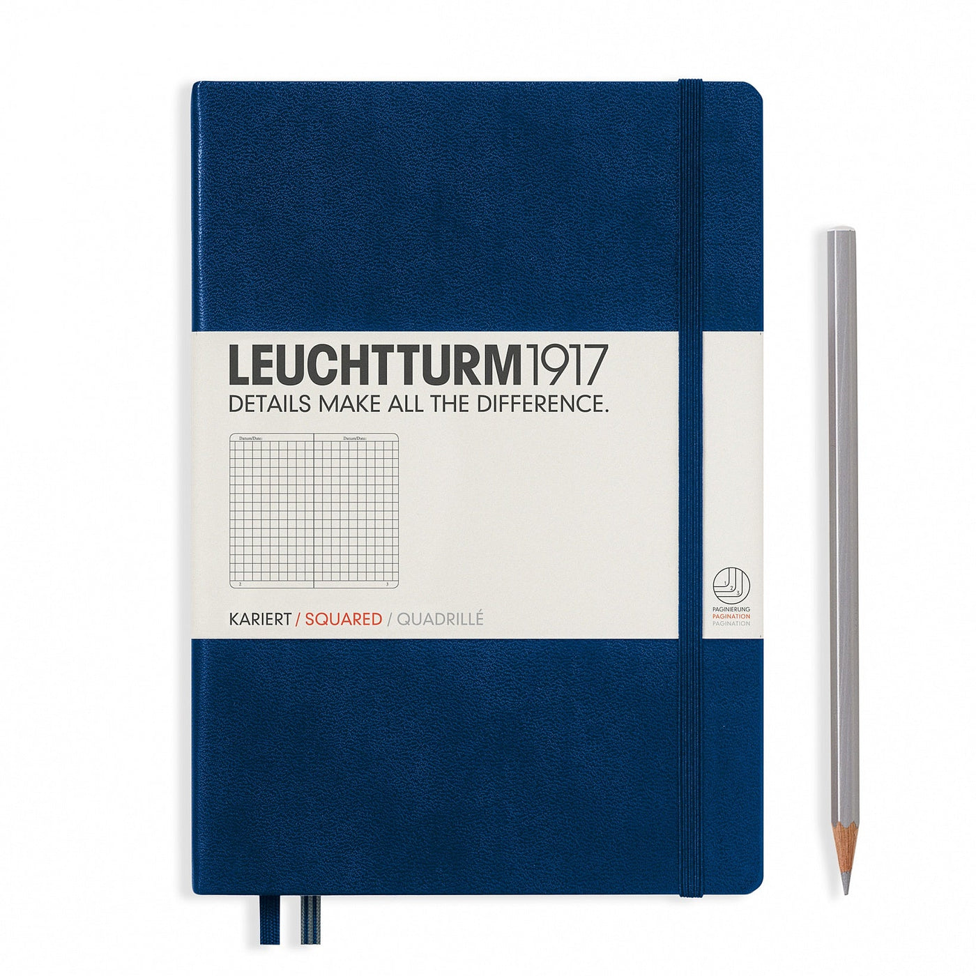 Leuchtturm A5 Hardcover Notebook - Navy - Squared | Atlas Stationers.