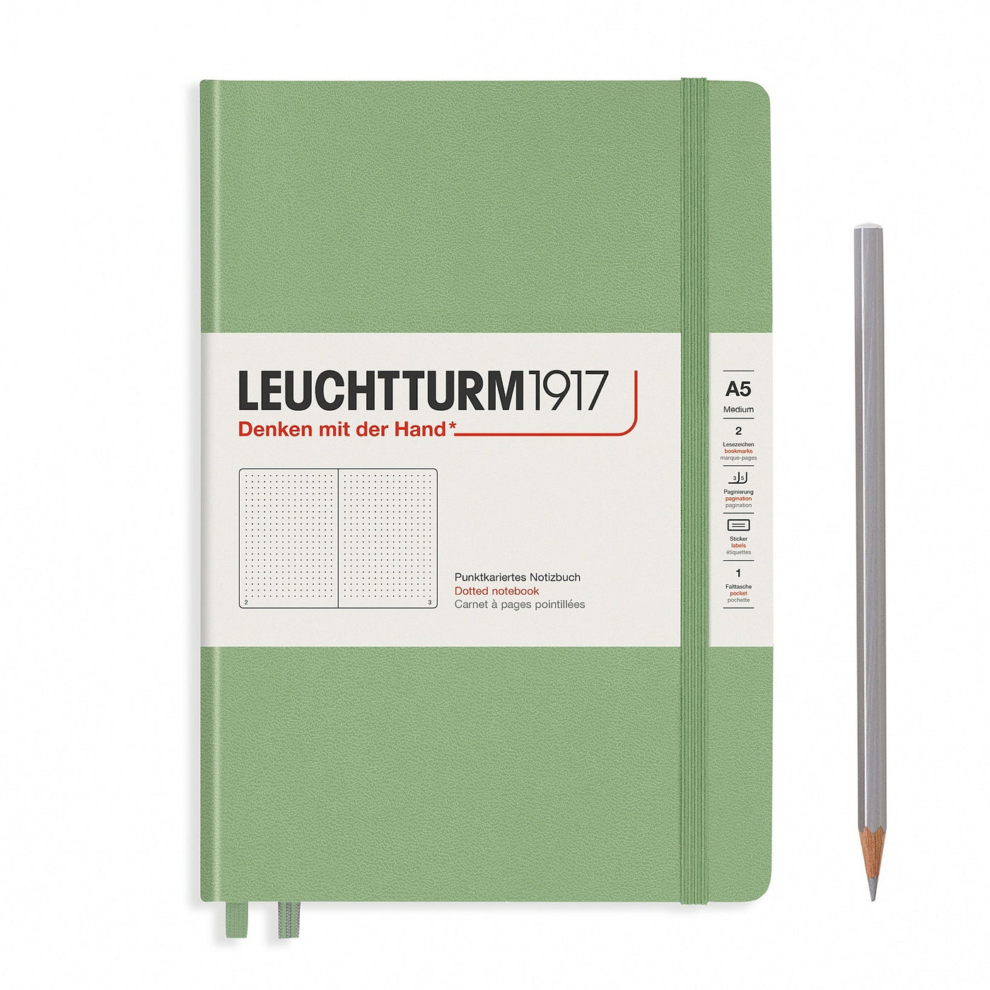 Leuchtturm A5 Hardcover Notebook - Sage - Dot Grid | Atlas Stationers.