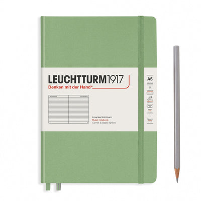 Leuchtturm A5 Hardcover Notebook - Sage - Ruled | Atlas Stationers.