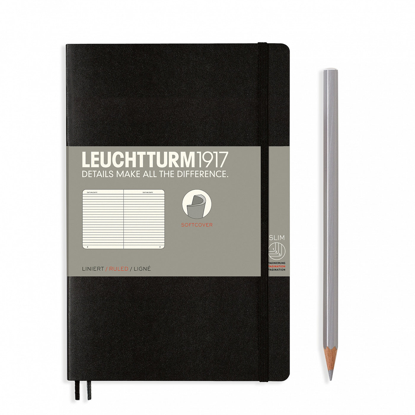 Leuchtturm B6+ Softcover Notebook - Black - Ruled | Atlas Stationers.