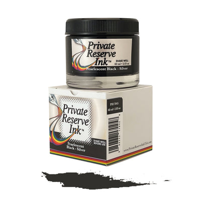 Private Reserve Pearlescent Black-Silver - 60ML Bottled Ink | Atlas Stationers.