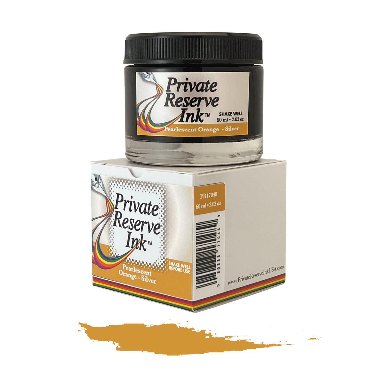 Private Reserve Pearlescent Orange-Silver - 60ML Bottled Ink | Atlas Stationers.