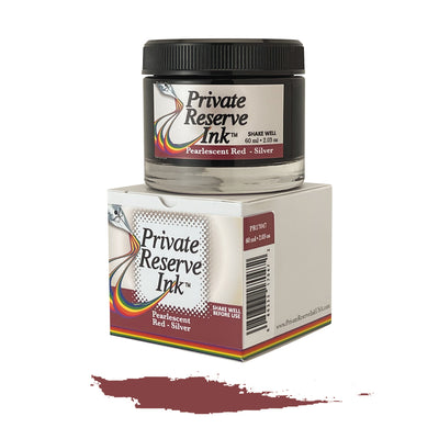 Private Reserve Pearlescent Red-Silver - 60ML Bottled Ink | Atlas Stationers.