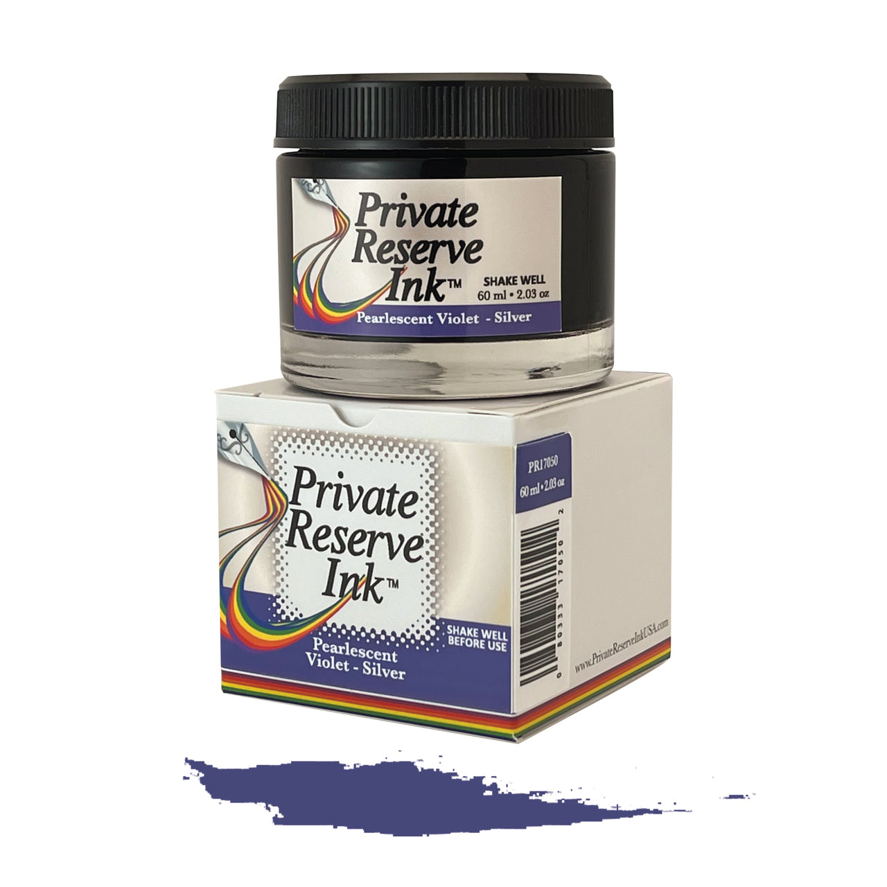 Private Reserve Pearlescent Violet-Silver - 60ML Bottled Ink | Atlas Stationers.
