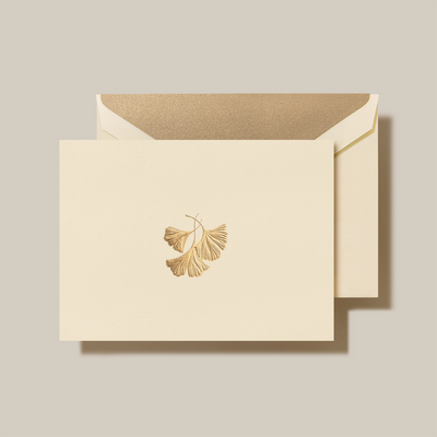 Engraved Ginkgo Leaf Note Card | Atlas Stationers.