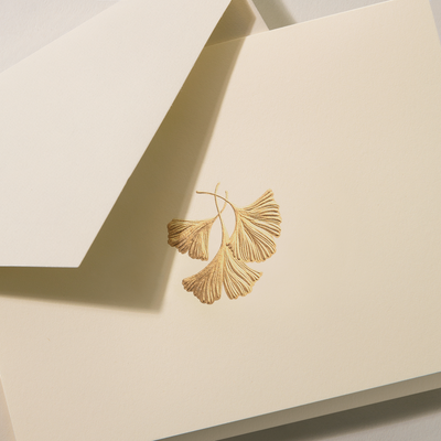 Engraved Ginkgo Leaf Note Card | Atlas Stationers.
