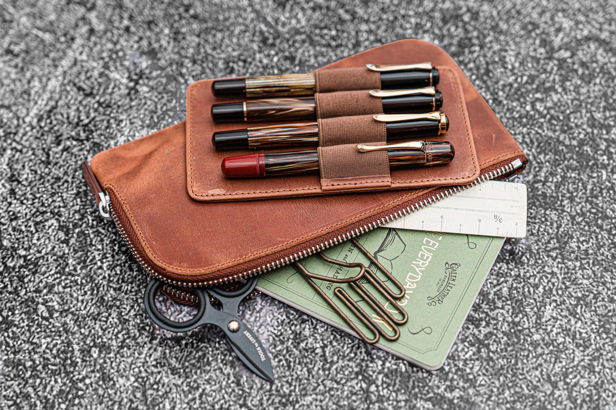 筆記具 Galen Leather Zippered 40 Slots Pen Case Leather Zippered 40 Slots Pen Case - CH Forest Green - Galen Leather